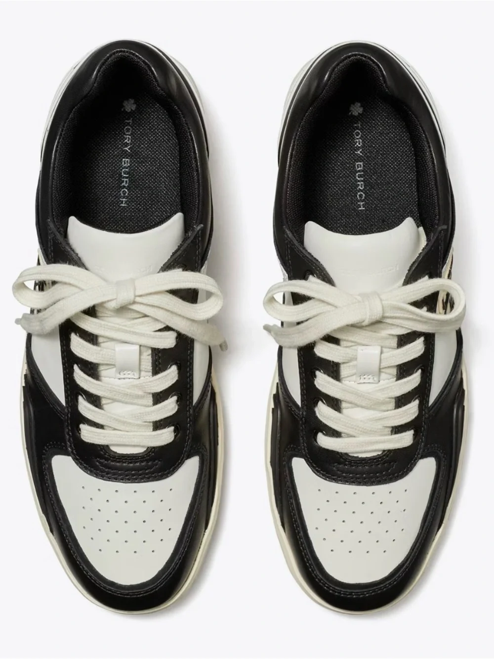 NWT Tory Burch black & white Napa leather sneakers - box, dust bag & extra laces